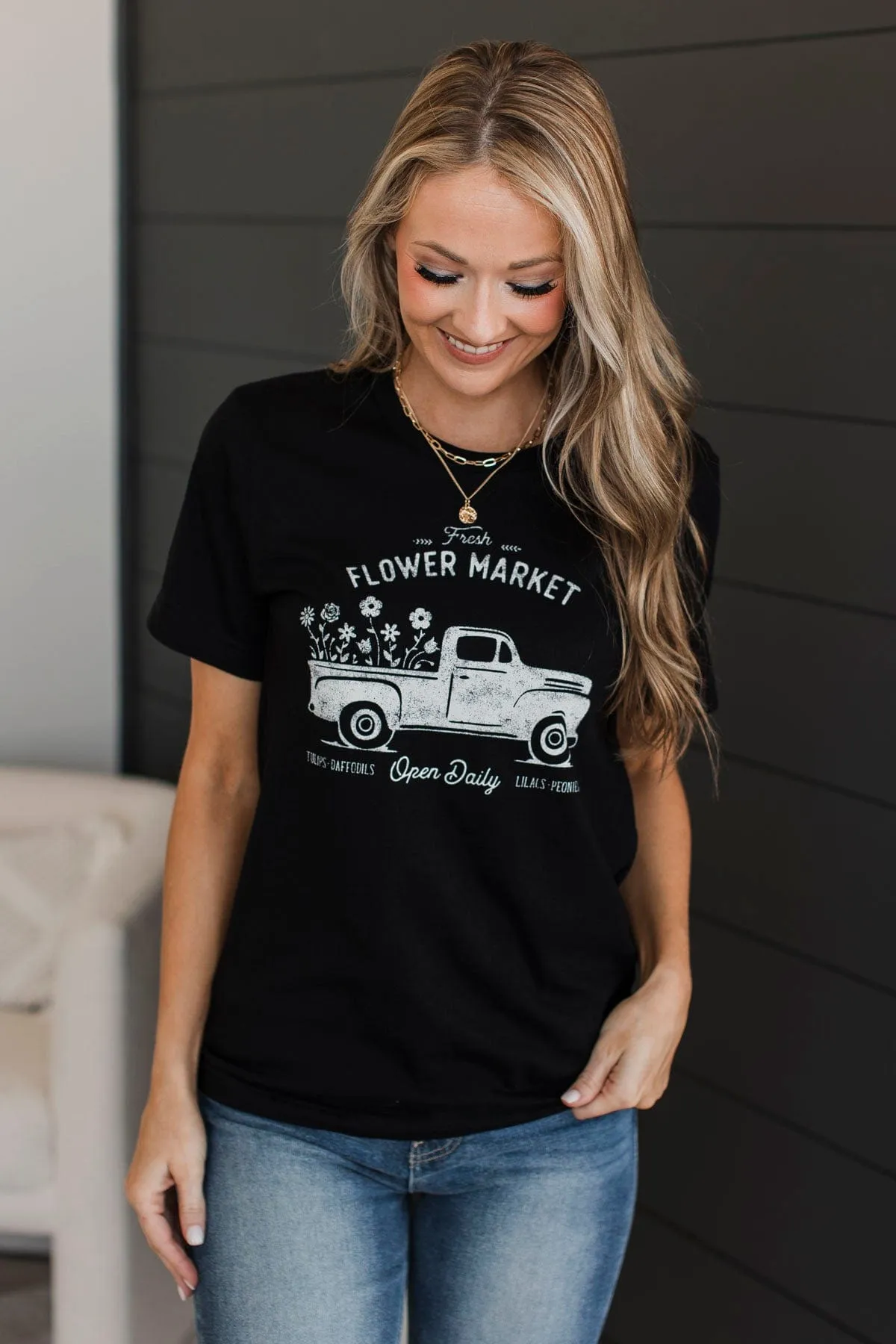 "Flower Market" Graphic Tee- Black
