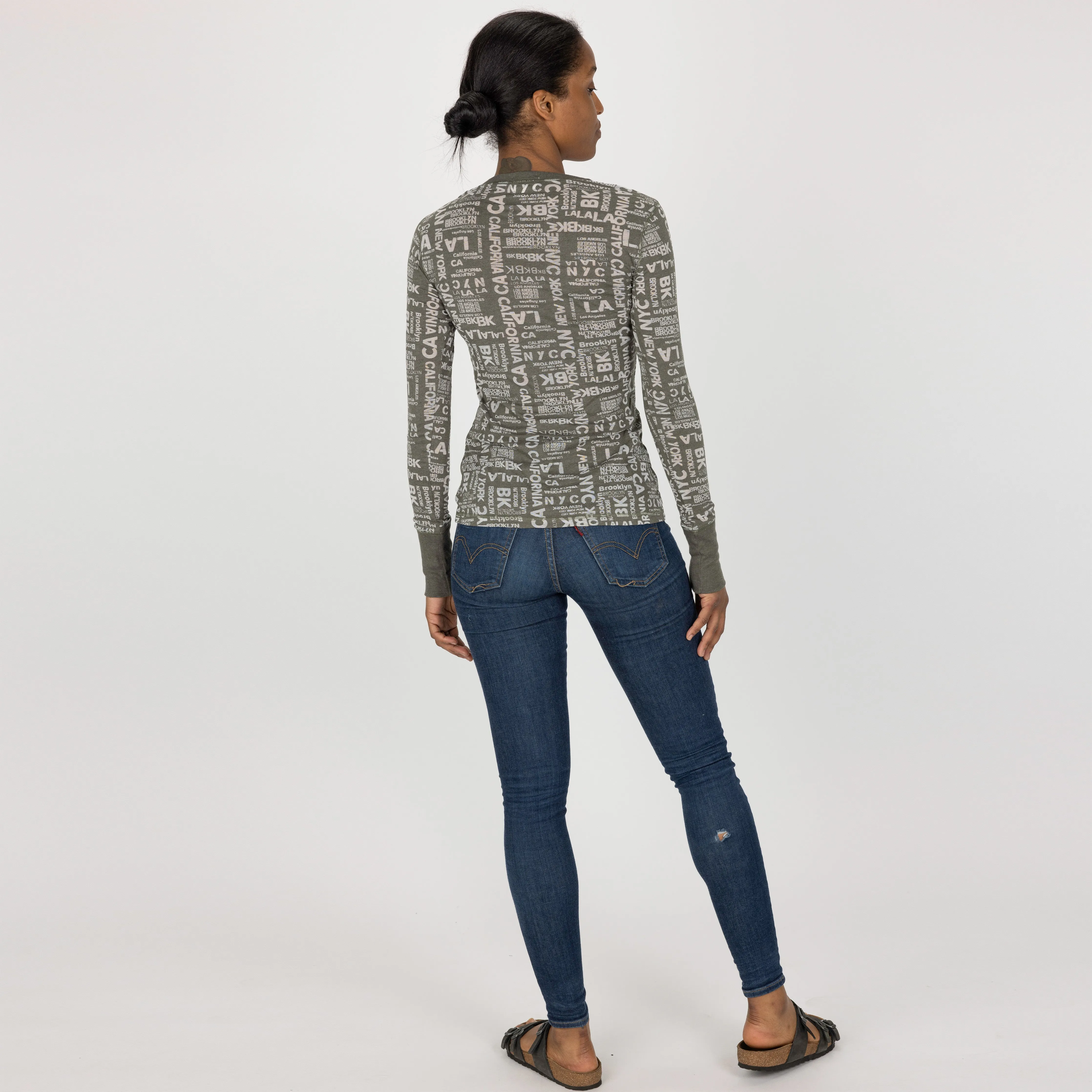 "Key to the City" Long Sleeve Crew Top - Smokey Olive