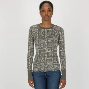 "Key to the City" Long Sleeve Crew Top - Smokey Olive