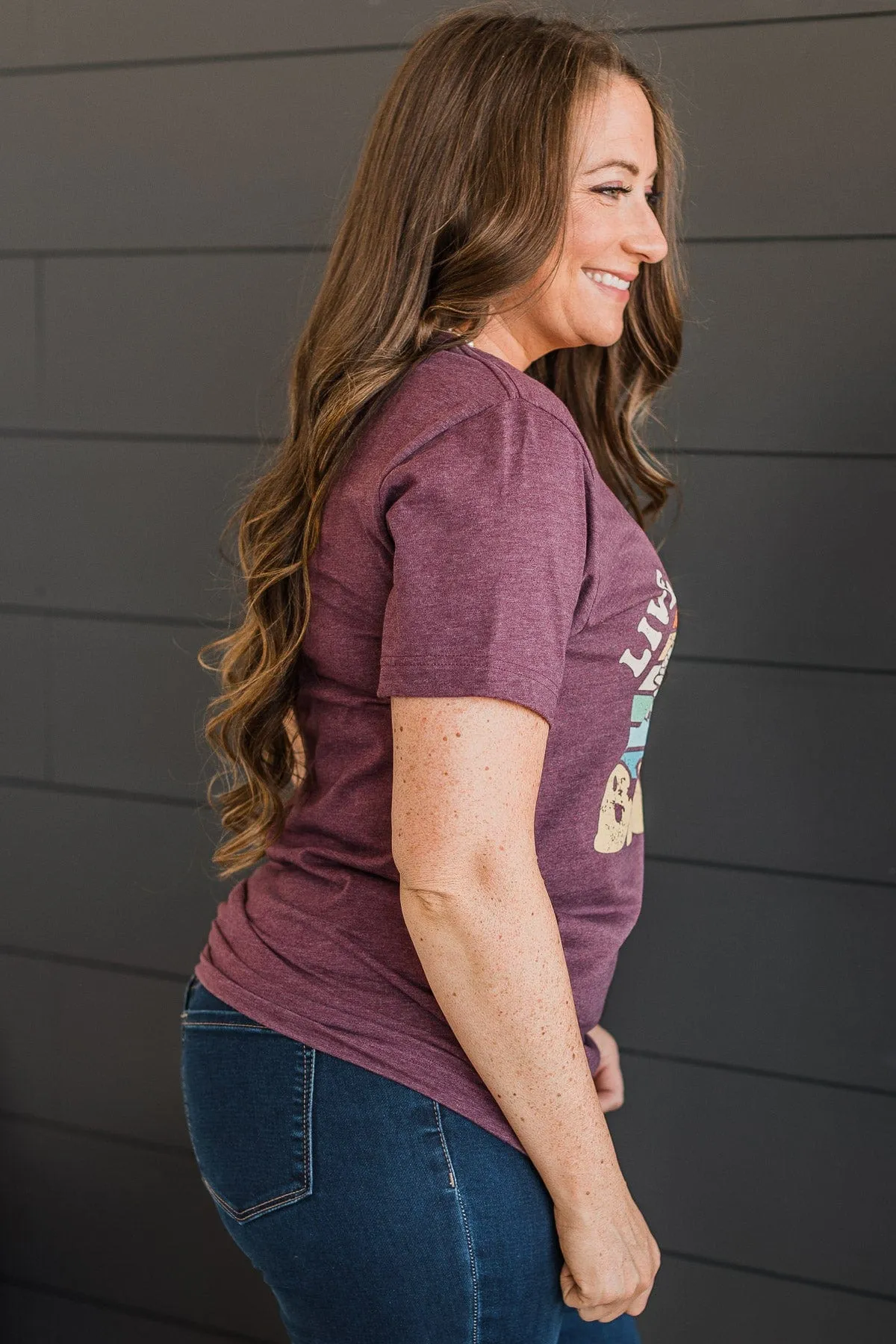 "Live Life In Full Bloom" Graphic Tee- Plum