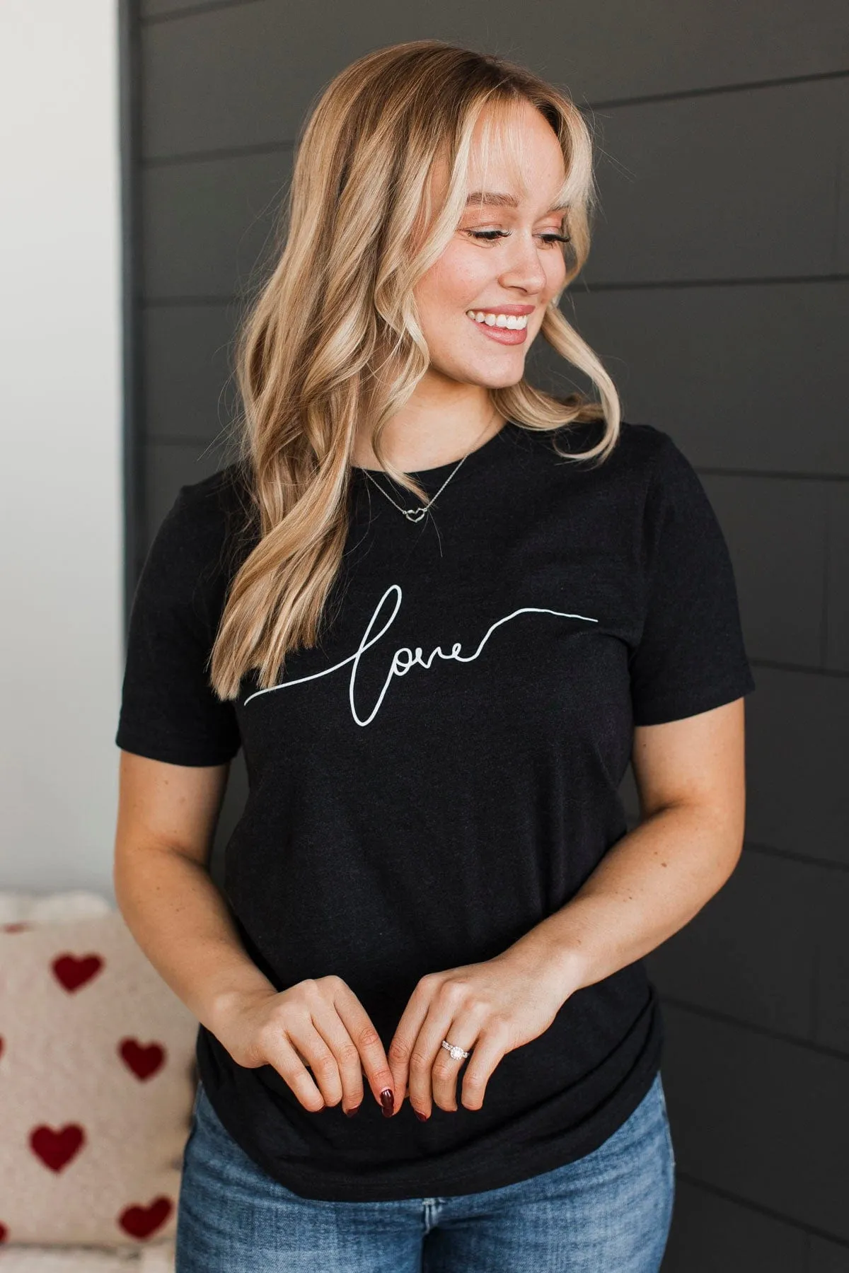 "Love" Script Graphic Tee- Black