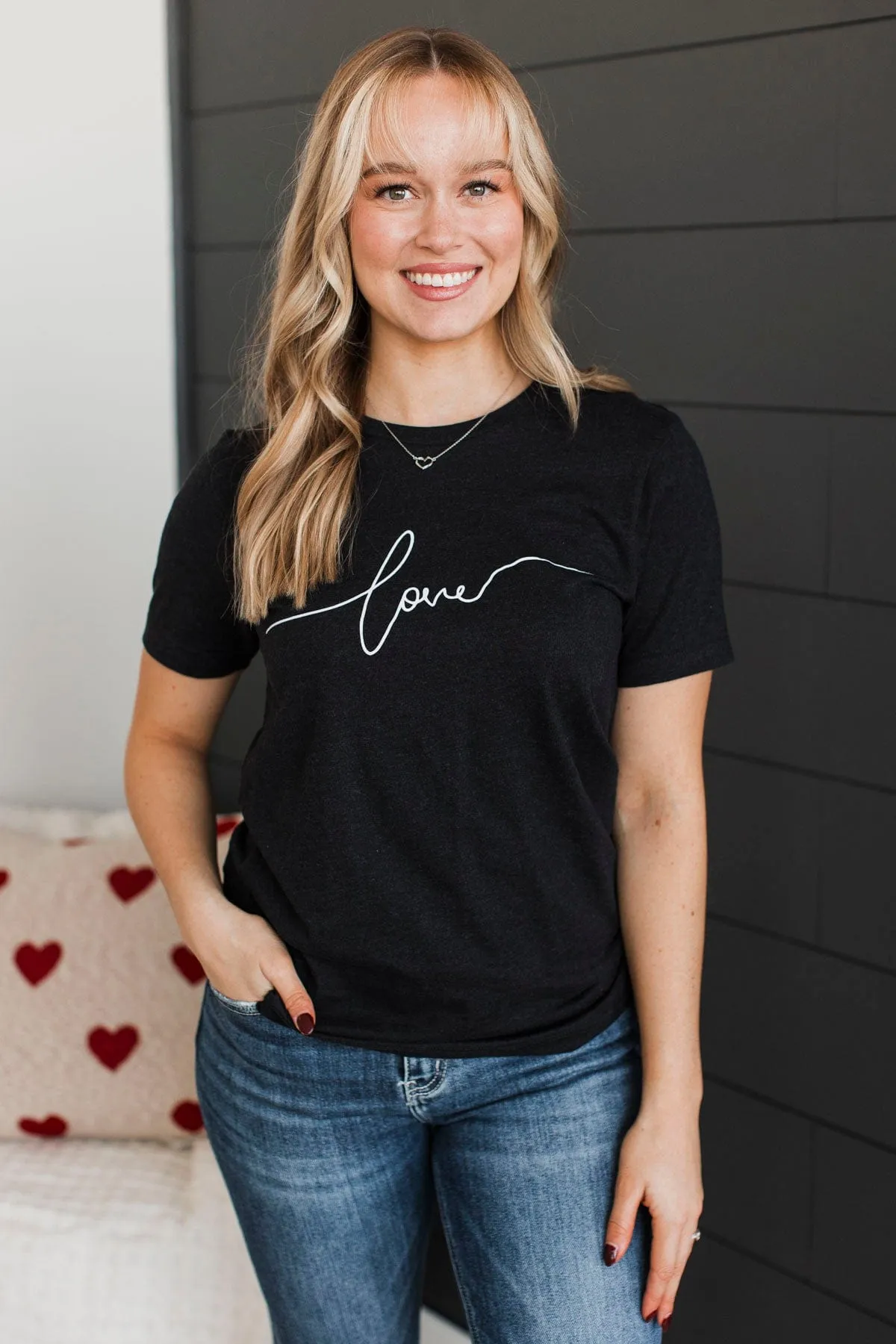 "Love" Script Graphic Tee- Black
