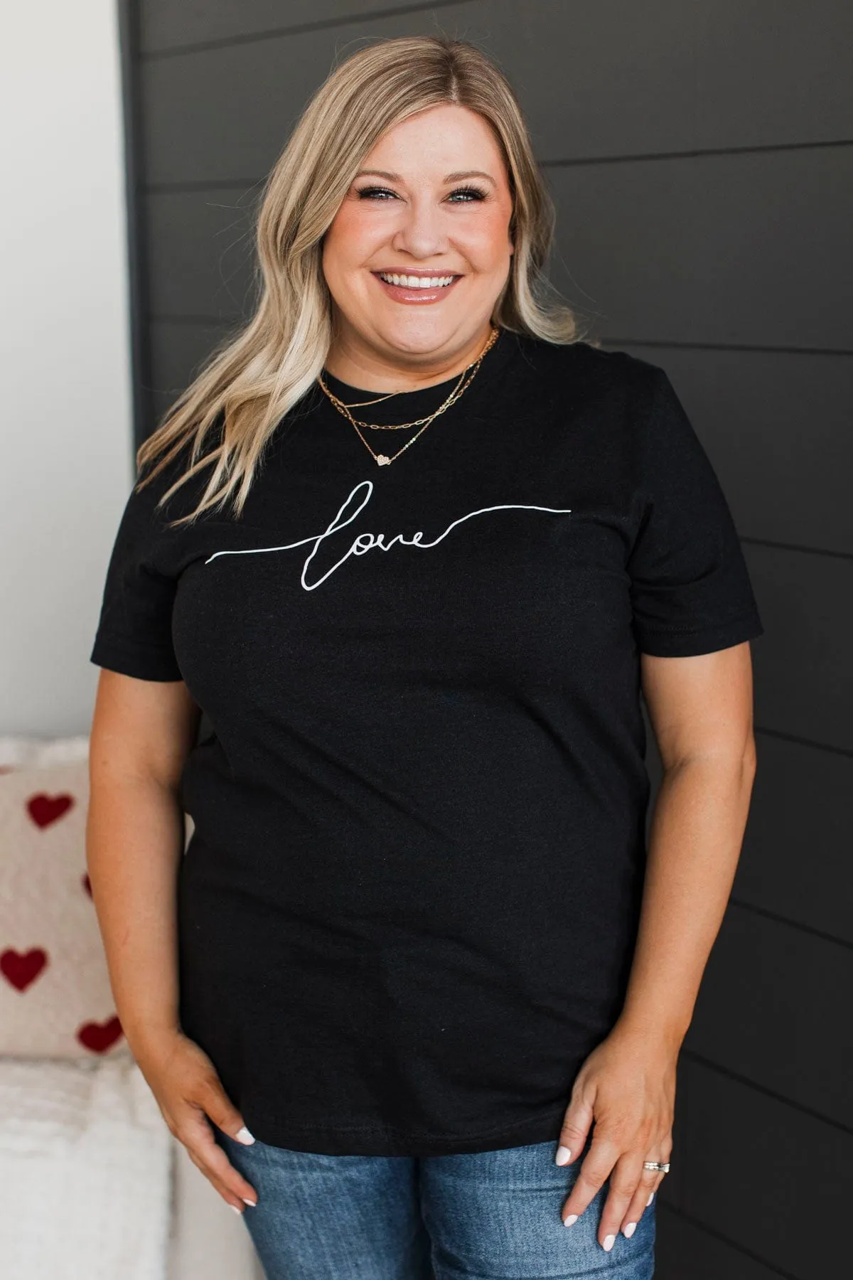 "Love" Script Graphic Tee- Black