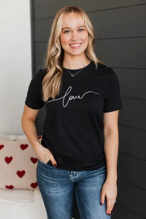 "Love" Script Graphic Tee- Black