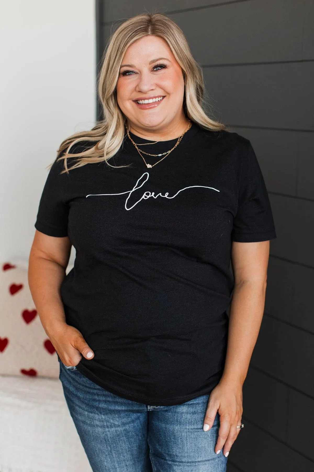 "Love" Script Graphic Tee- Black