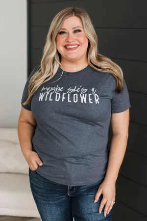 "Maybe She's A Wildflower" Graphic Tee- Navy