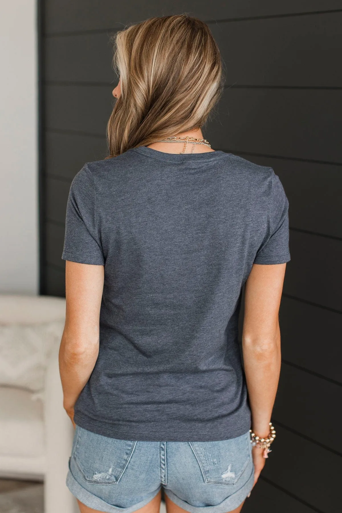 "Maybe She's A Wildflower" Graphic Tee- Navy