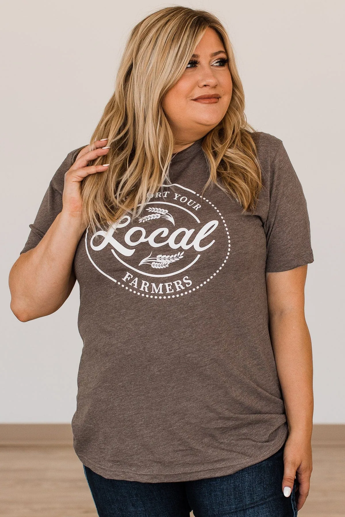 "Support Local Farmers" Graphic Tee- Dark Mocha