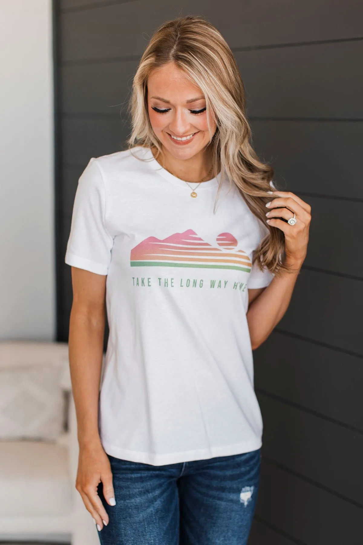 "Take The Long Way Home" Graphic Tee- White