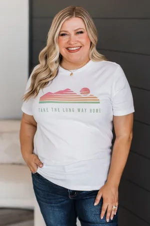 "Take The Long Way Home" Graphic Tee- White