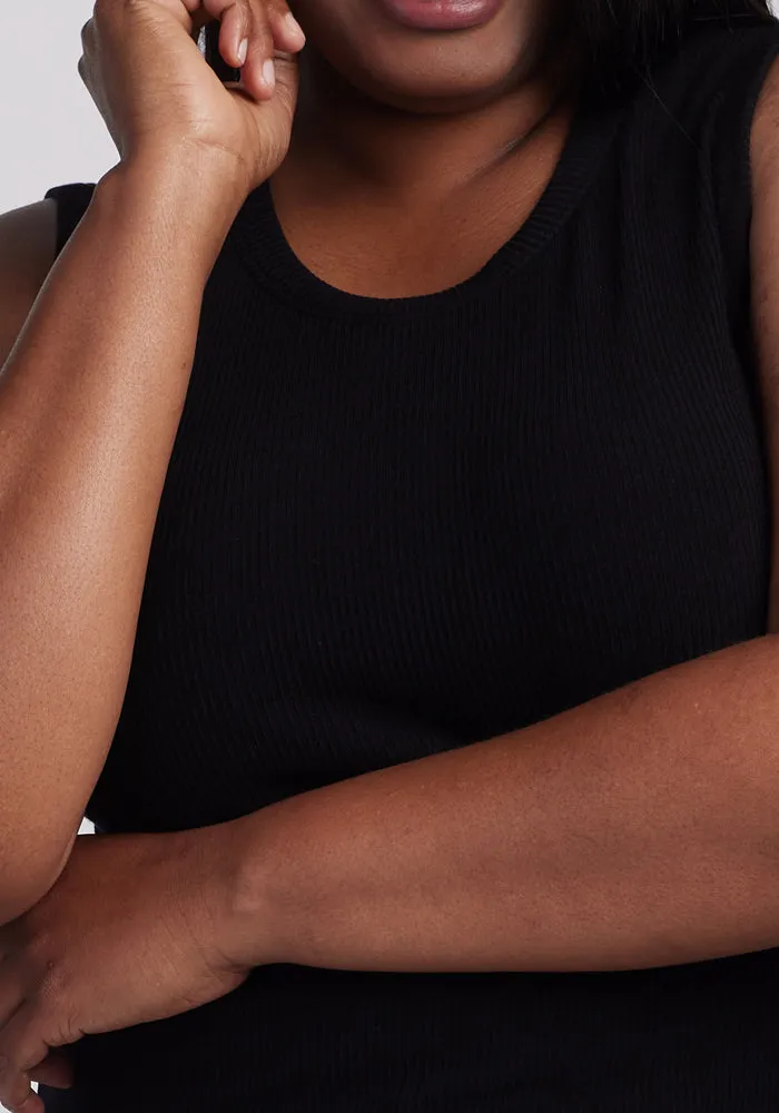 Raegan Ribbed Tank Top - Black