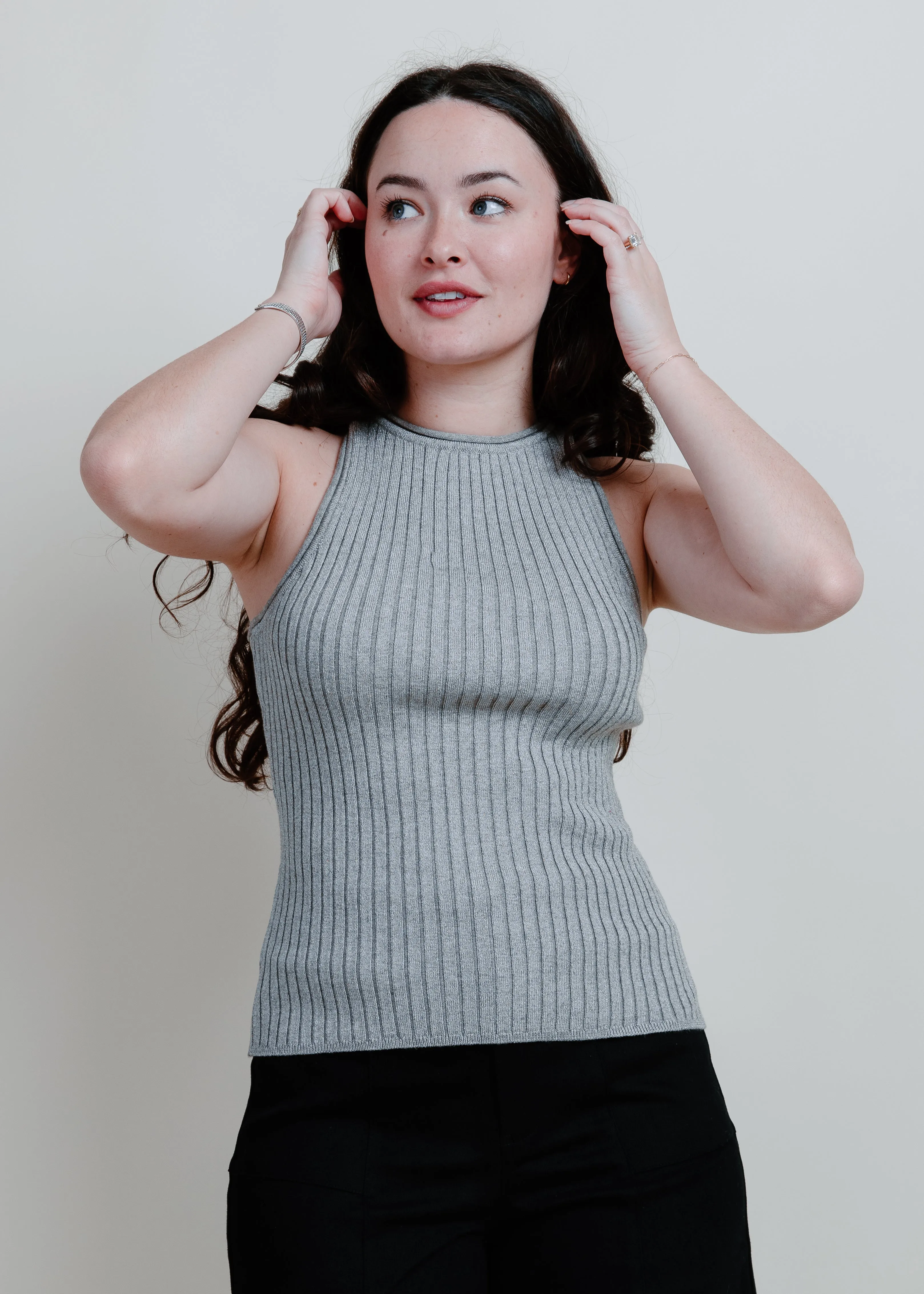 Ranee Ribbed Tank - Silver