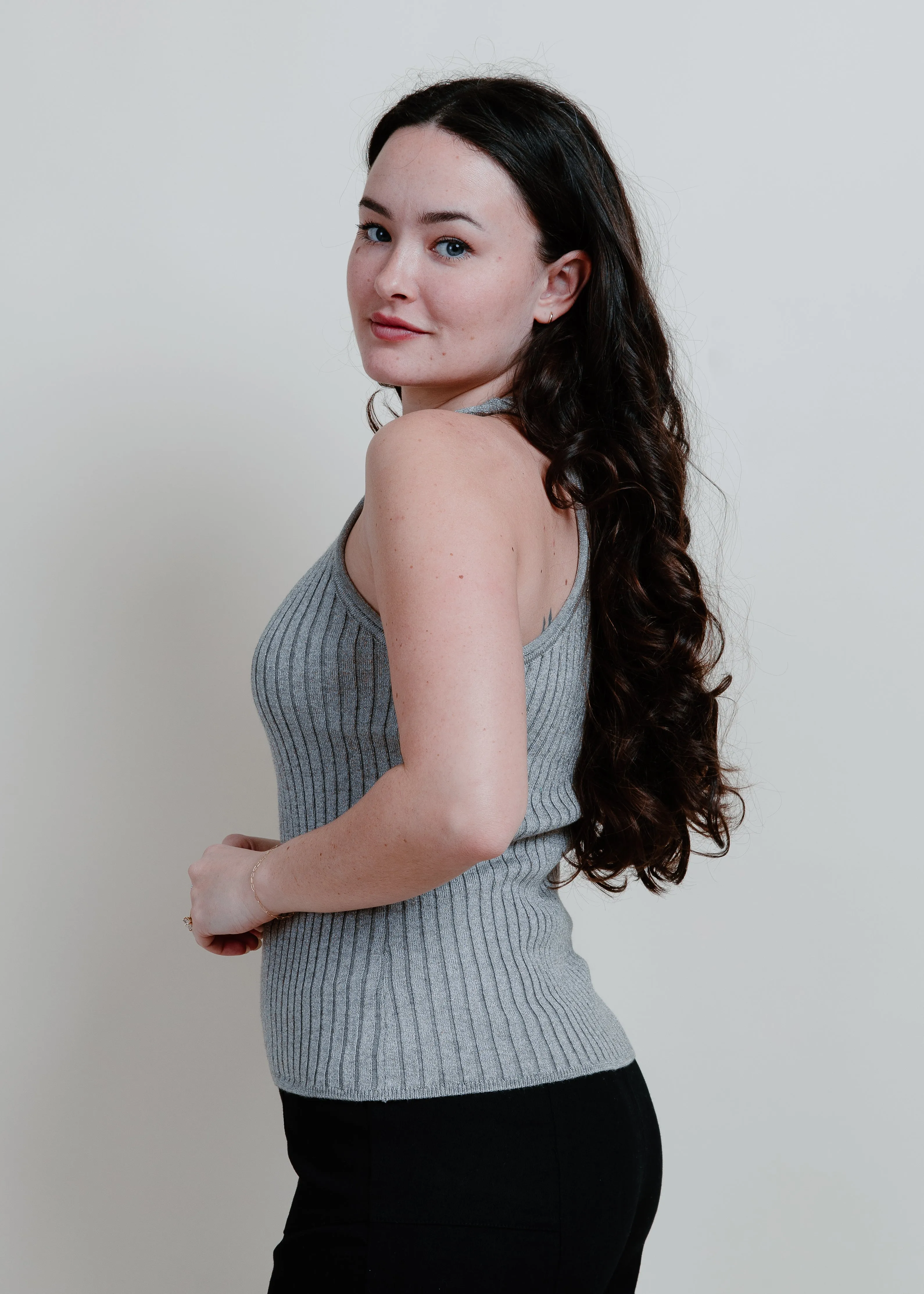 Ranee Ribbed Tank - Silver