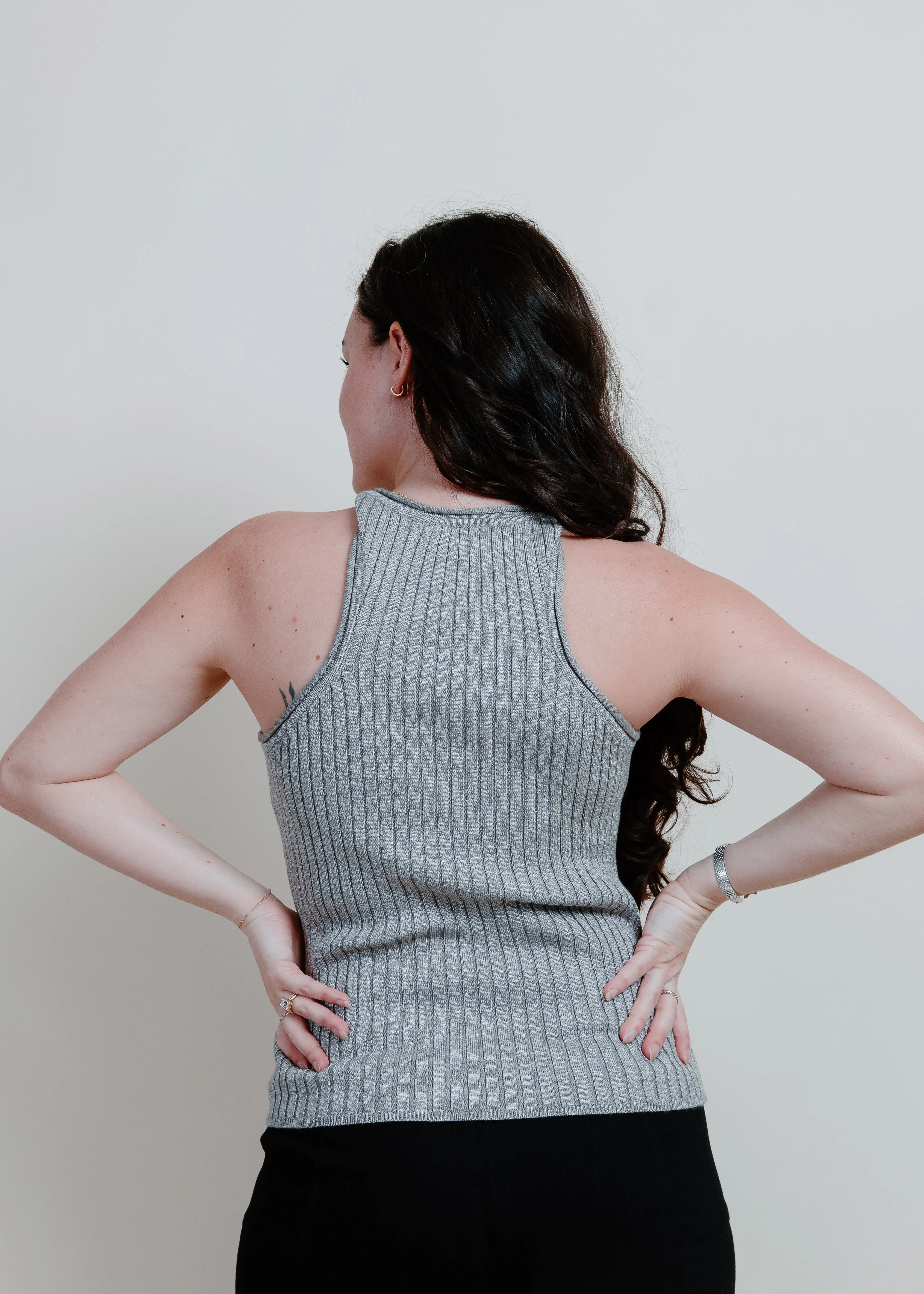 Ranee Ribbed Tank - Silver