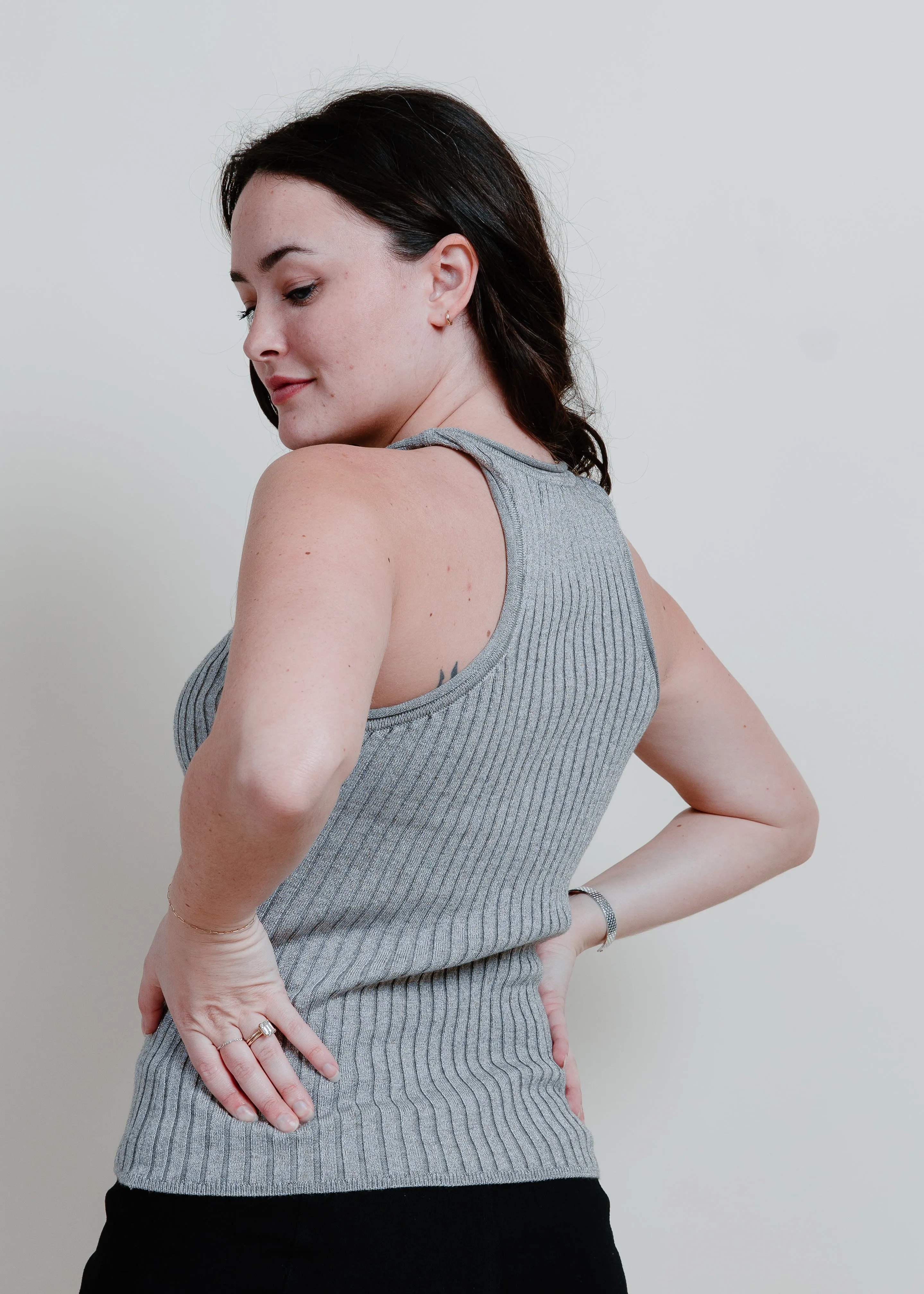 Ranee Ribbed Tank - Silver