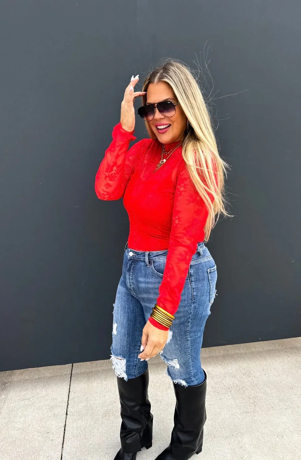 Red Ribbed Tank