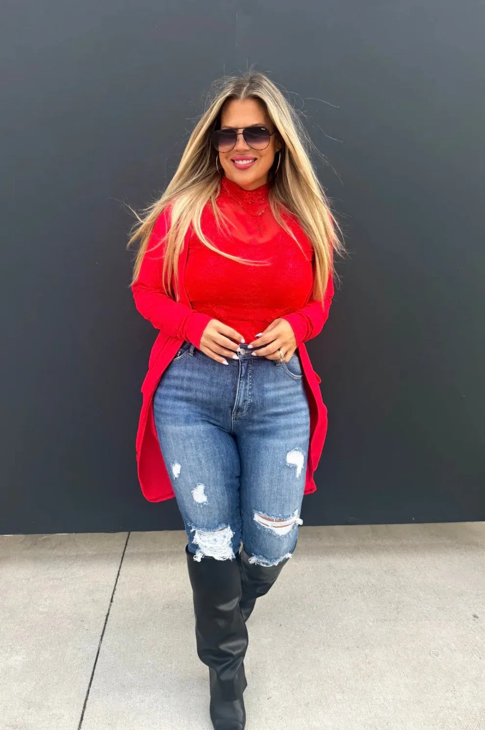 Red Ribbed Tank