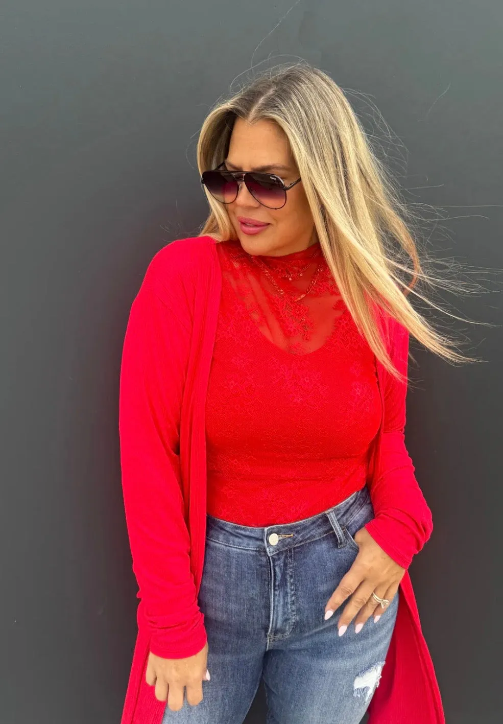Red Ribbed Tank