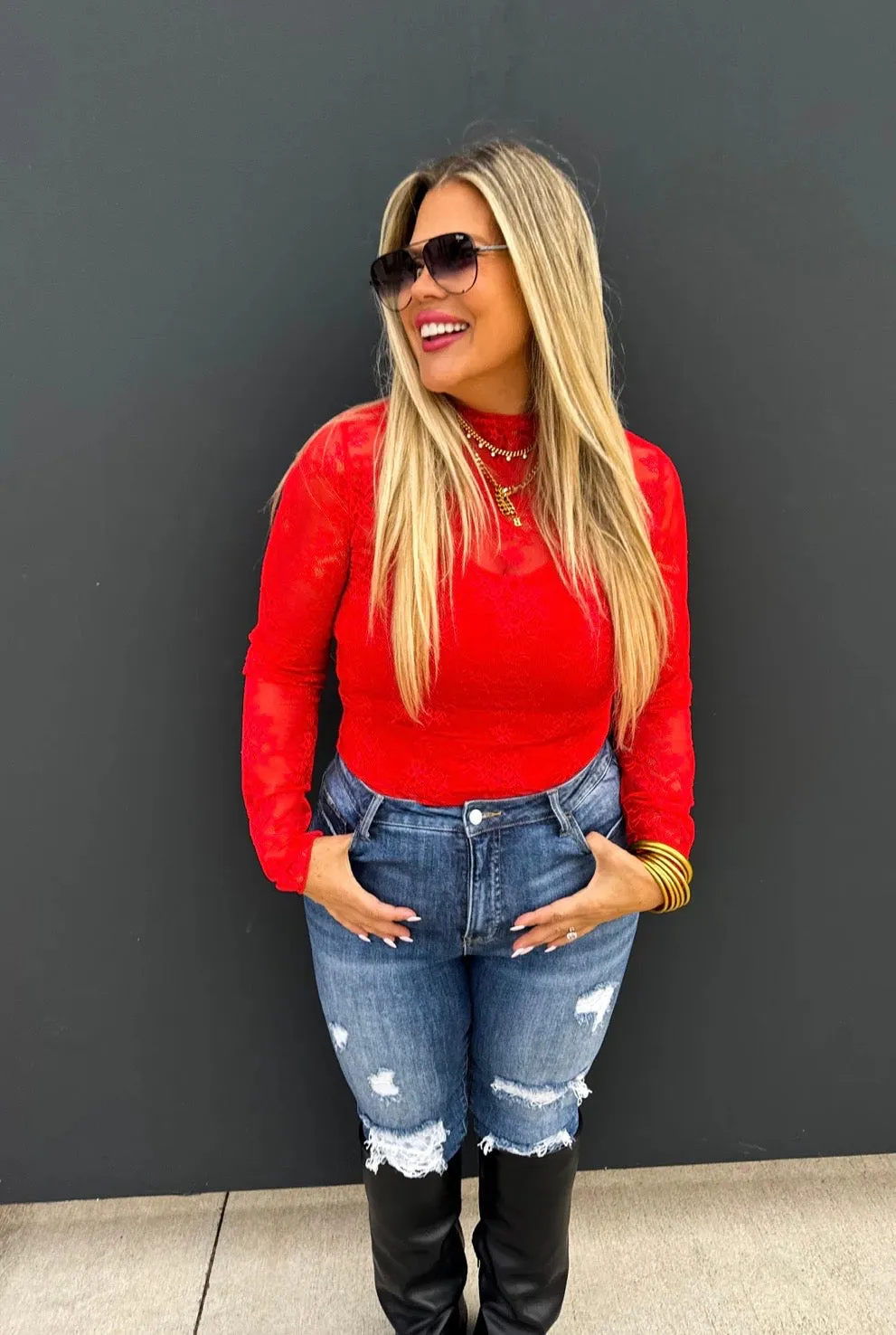 Red Ribbed Tank