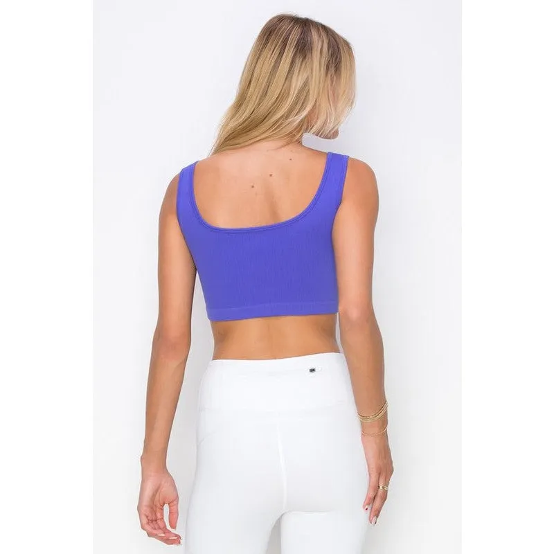 Ribbed Cropped Tank with Reversible Neckline