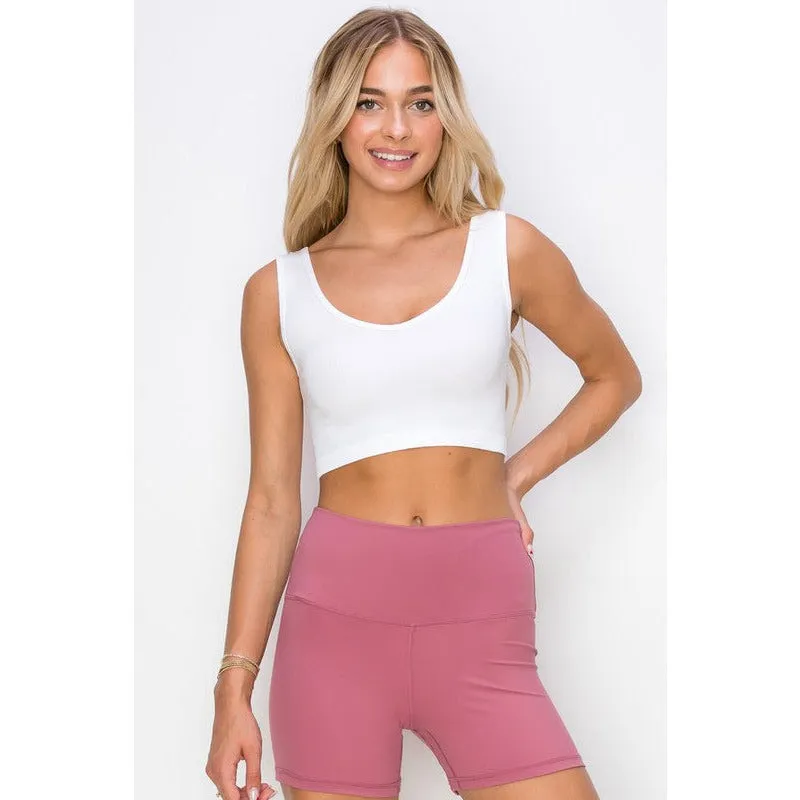Ribbed Cropped Tank with Reversible Neckline