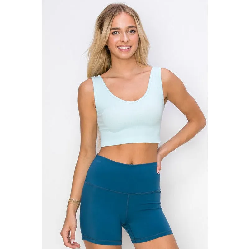 Ribbed Cropped Tank with Reversible Neckline
