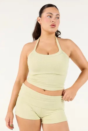 Ribbed Halter Tank - Matcha