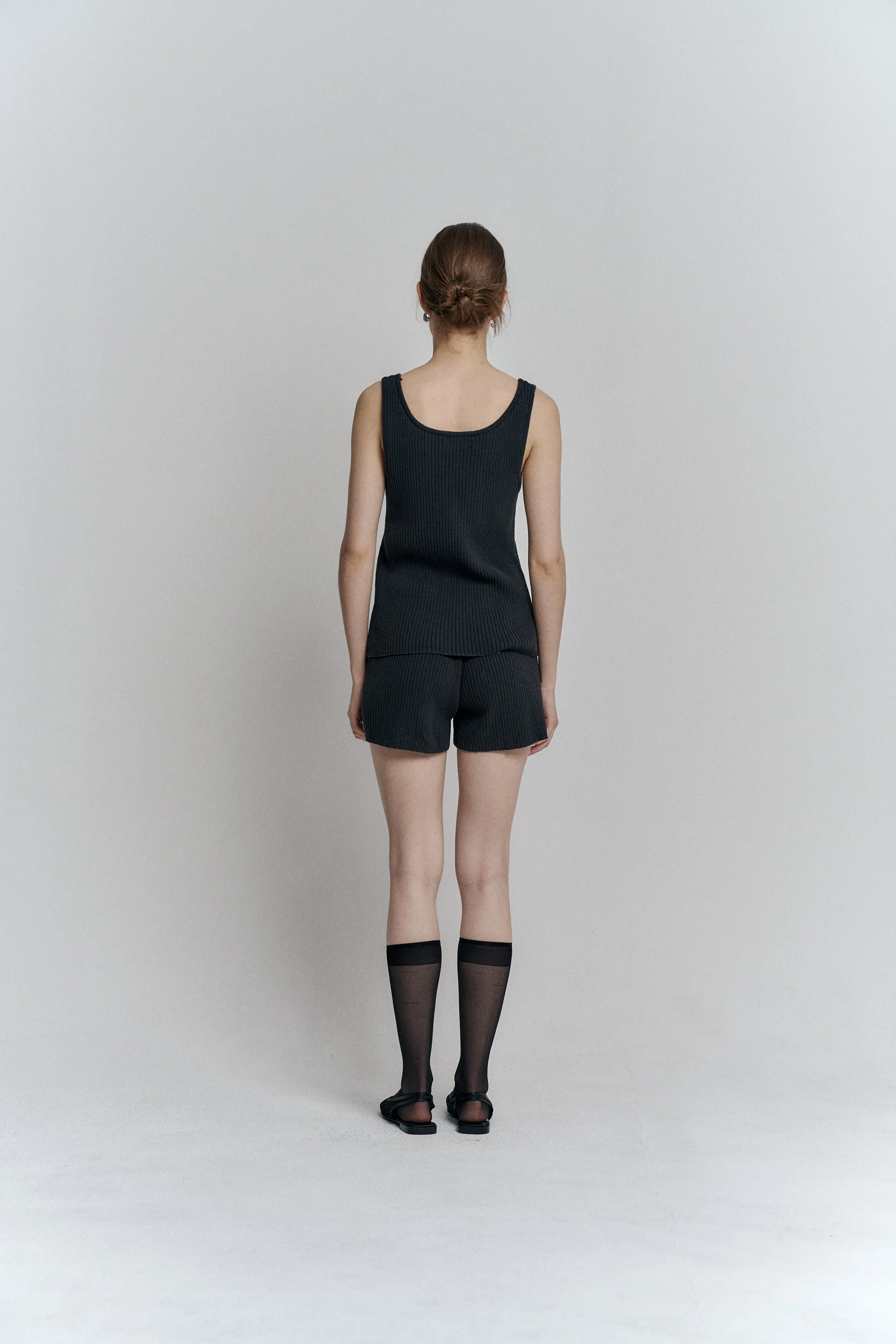 RIBBED KNIT SHORTS_NAVY