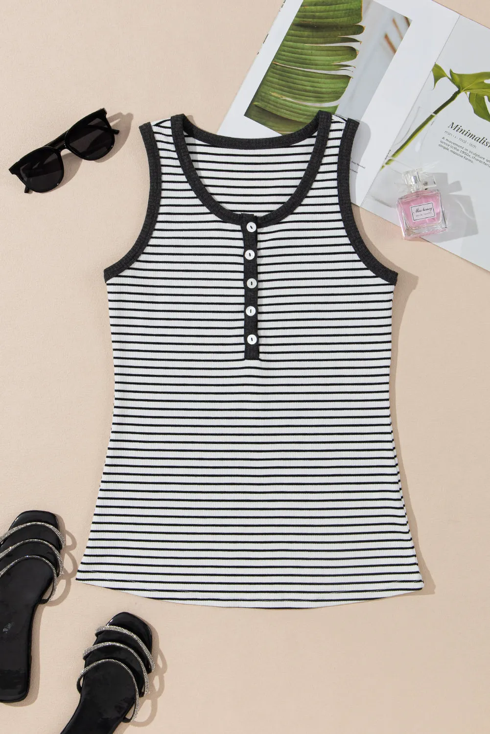 Ribbed Knit U Neck Tank Top