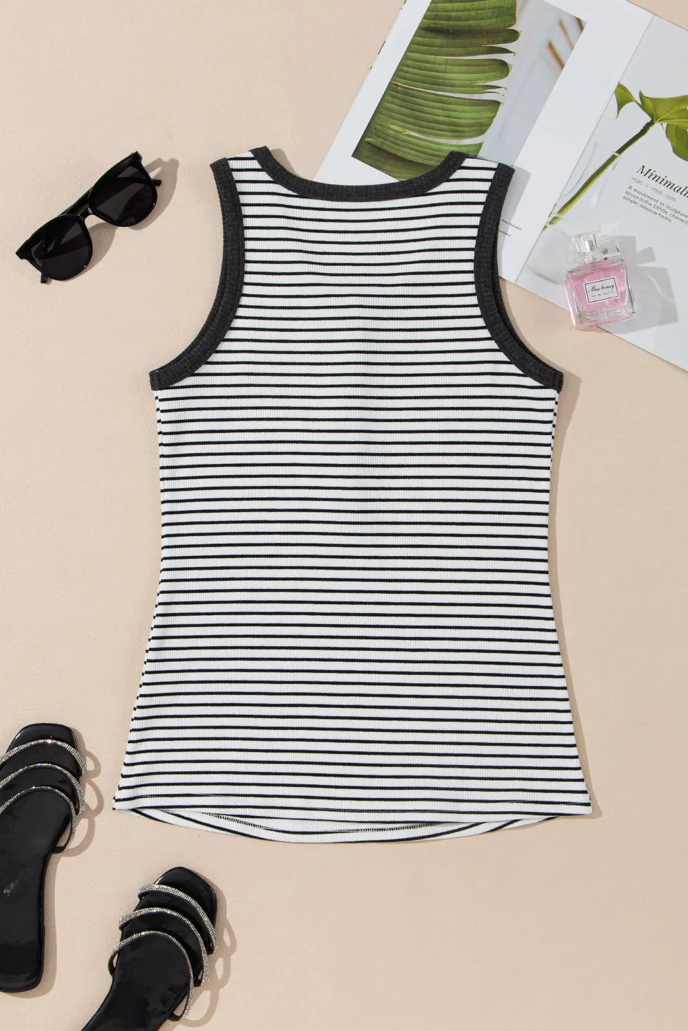 Ribbed Knit U Neck Tank Top