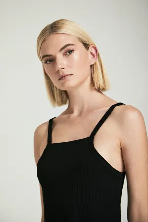 Ribbed Square Neck Cropped Halter