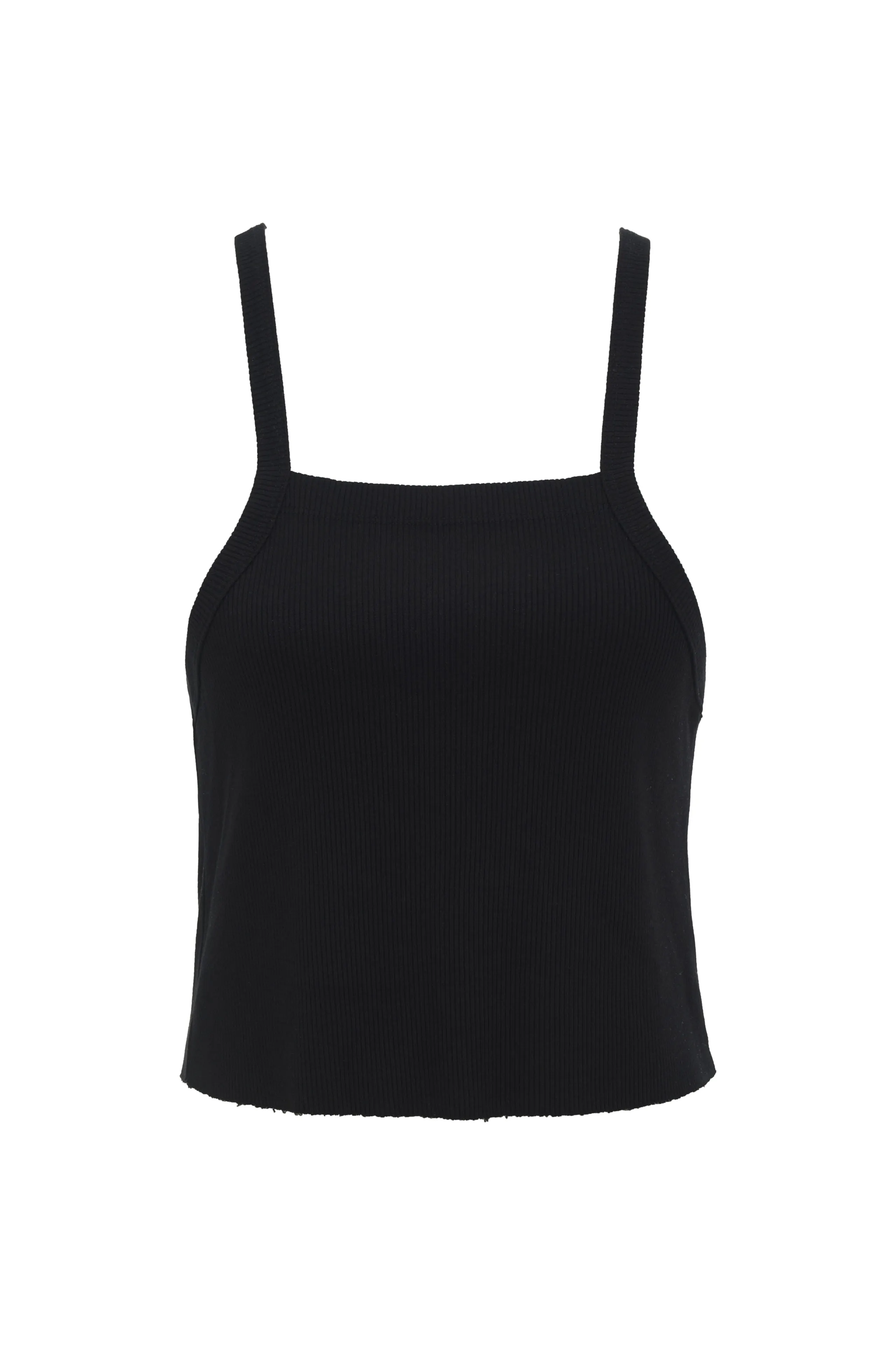 Ribbed Square Neck Cropped Halter
