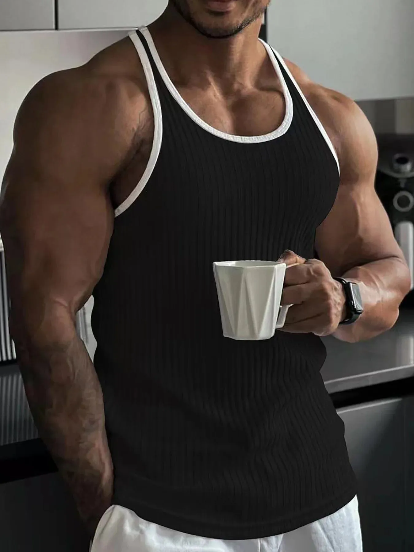 Ribbed Two-Tone Tank Top