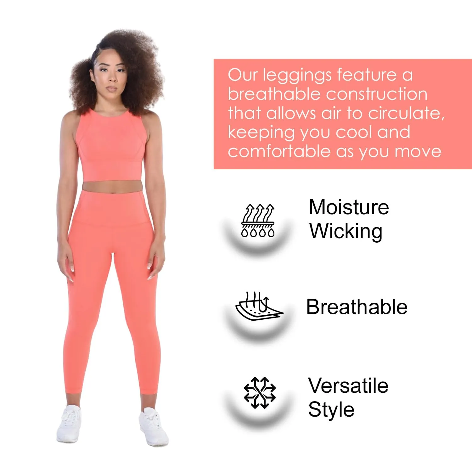 ROAM LOUD Yanta Workout Leggings | Orange M | Compression Leggings for Women | High Waisted Tummy Control Leggings with Pockets