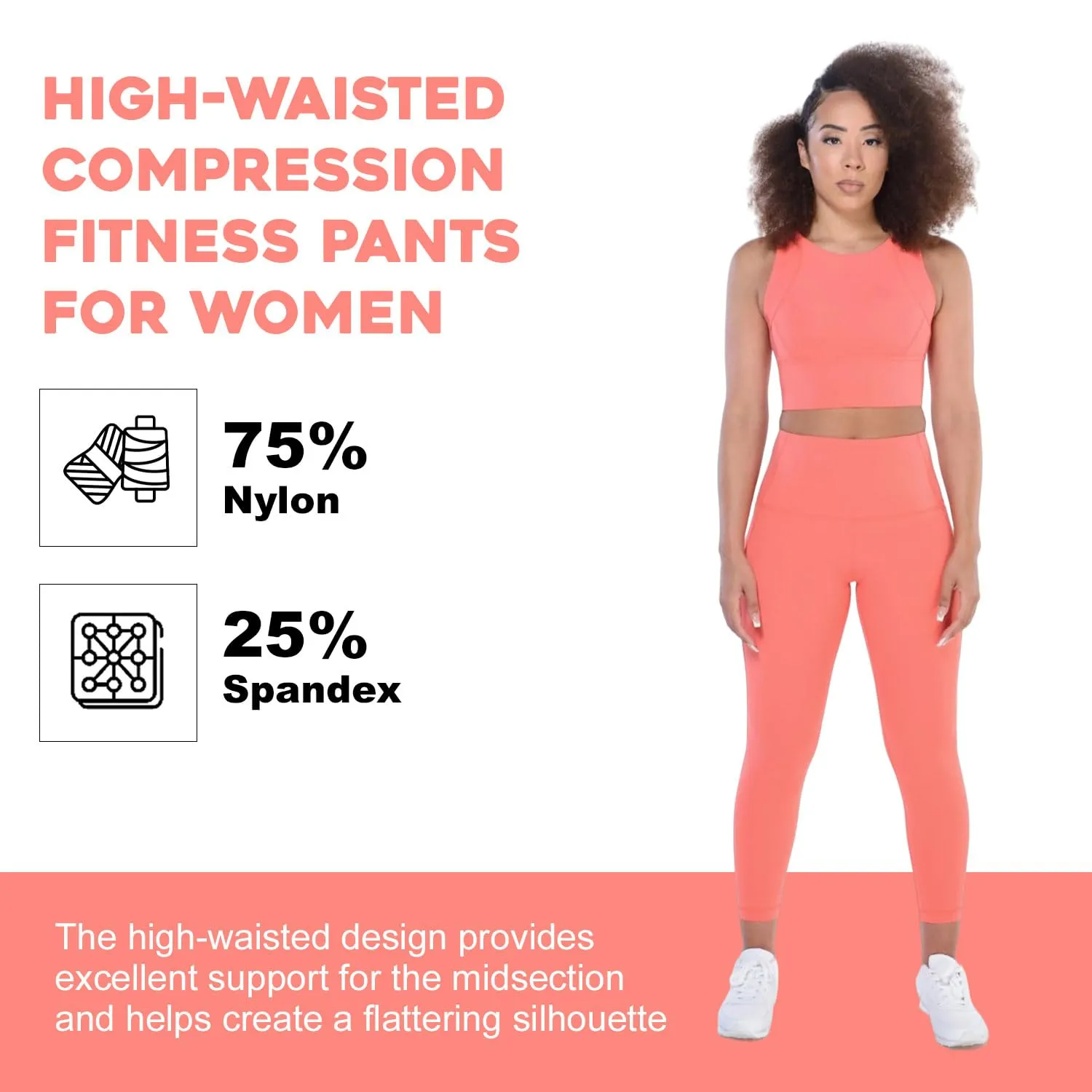 ROAM LOUD Yanta Workout Leggings | Orange M | Compression Leggings for Women | High Waisted Tummy Control Leggings with Pockets