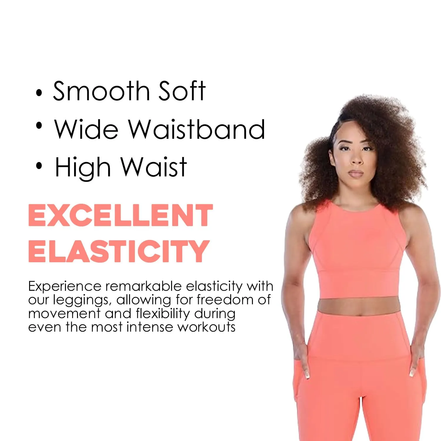 ROAM LOUD Yanta Workout Leggings | Orange M | Compression Leggings for Women | High Waisted Tummy Control Leggings with Pockets