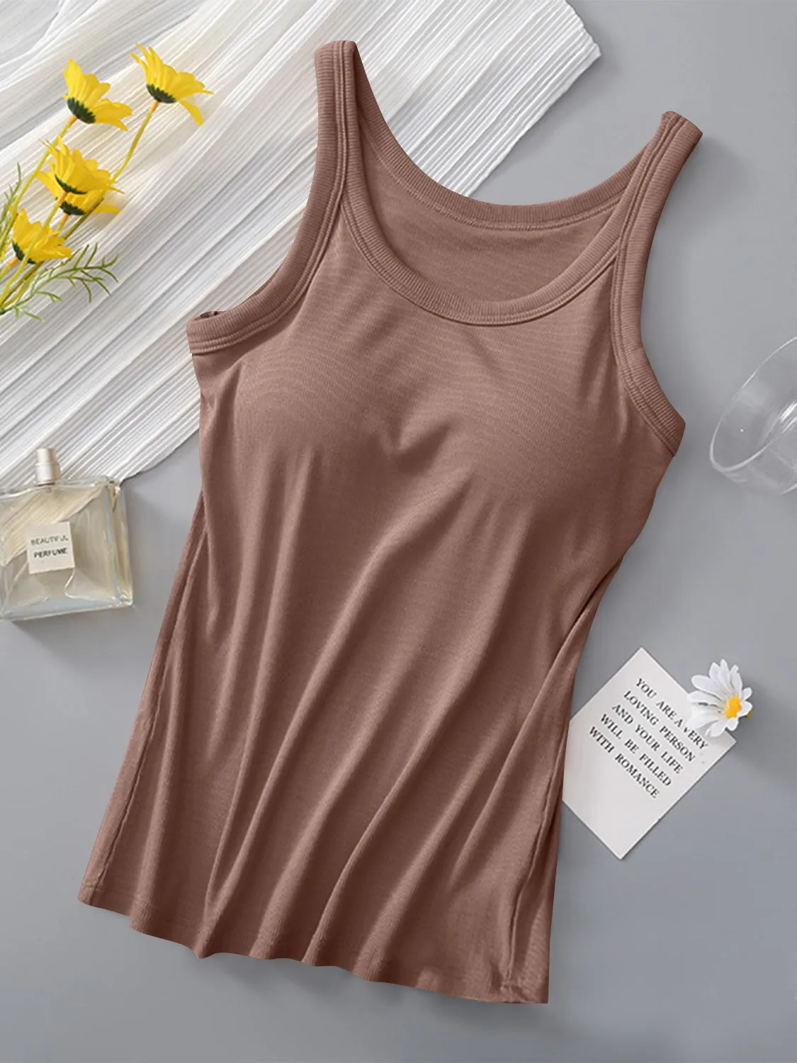ROUND NECK TANK WITH BRA