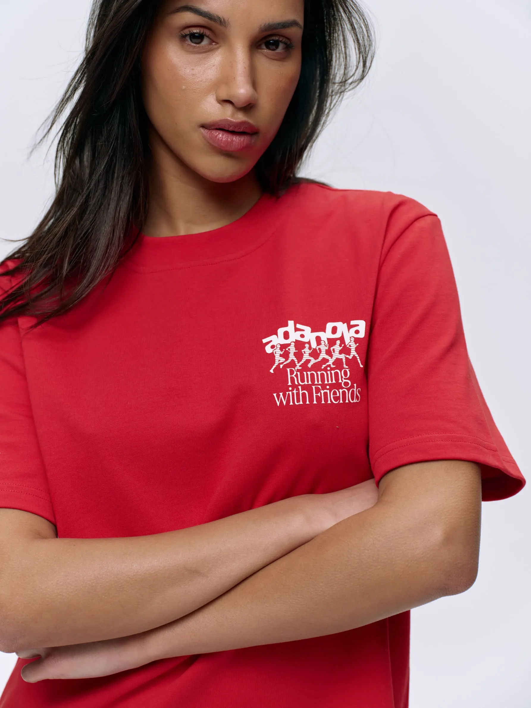Runners Short Sleeve Oversized T-shirt - Classic Red/White