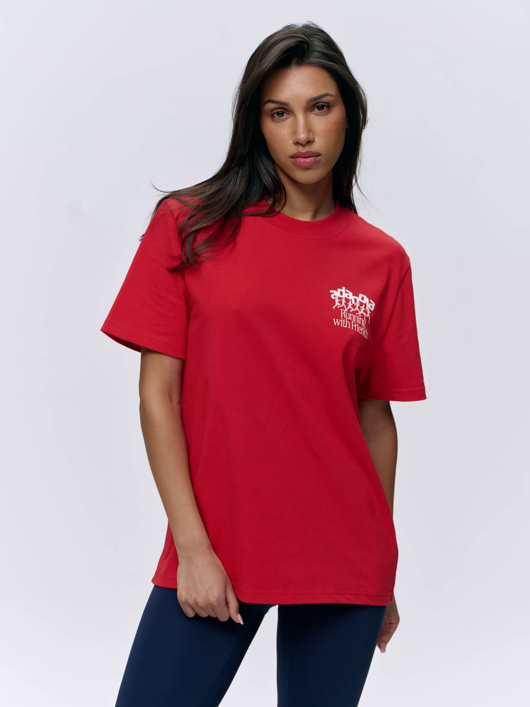 Runners Short Sleeve Oversized T-shirt - Classic Red/White