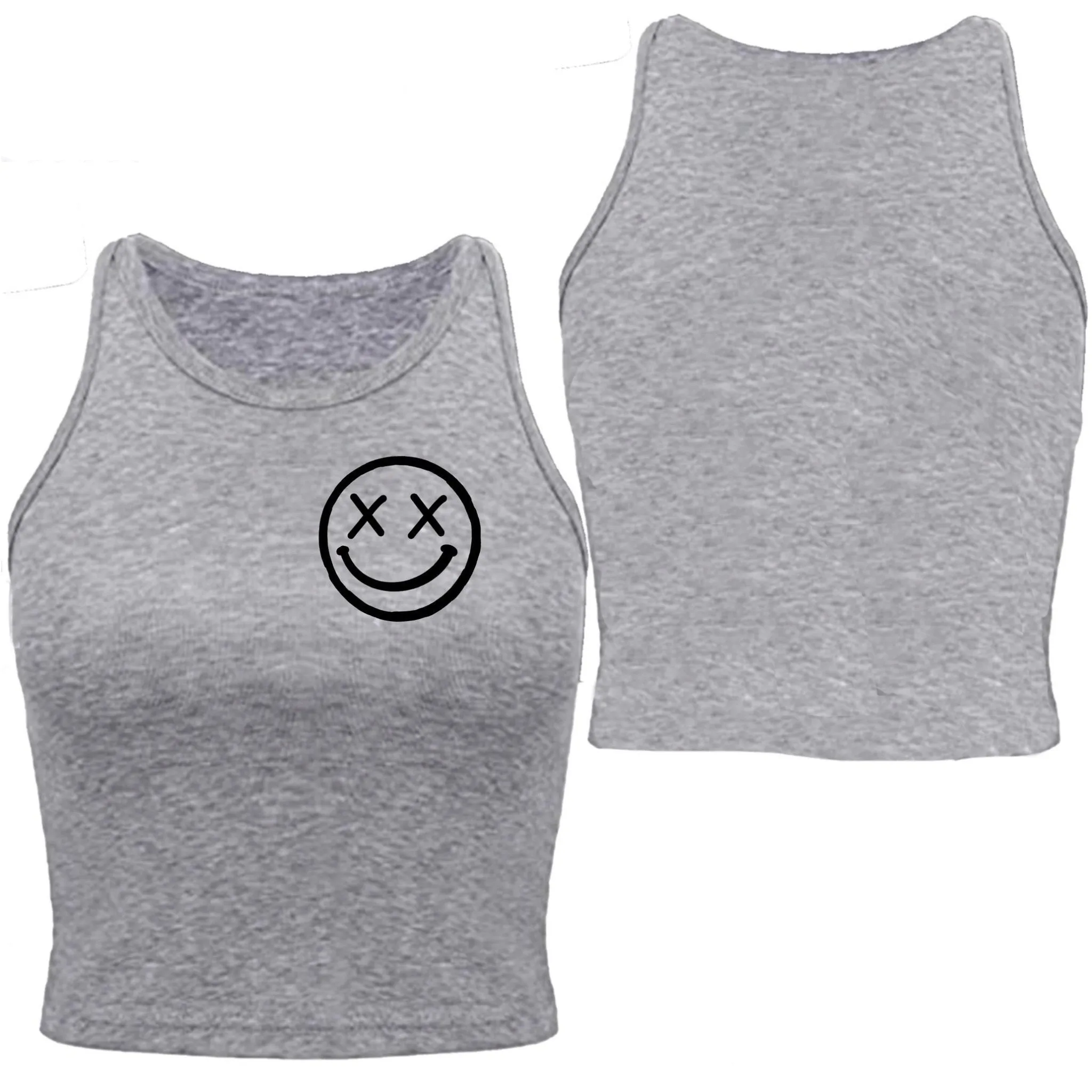 Salty Savage Ladies "OG Smile" High Neck Sleeveless Crop Tank | Basic