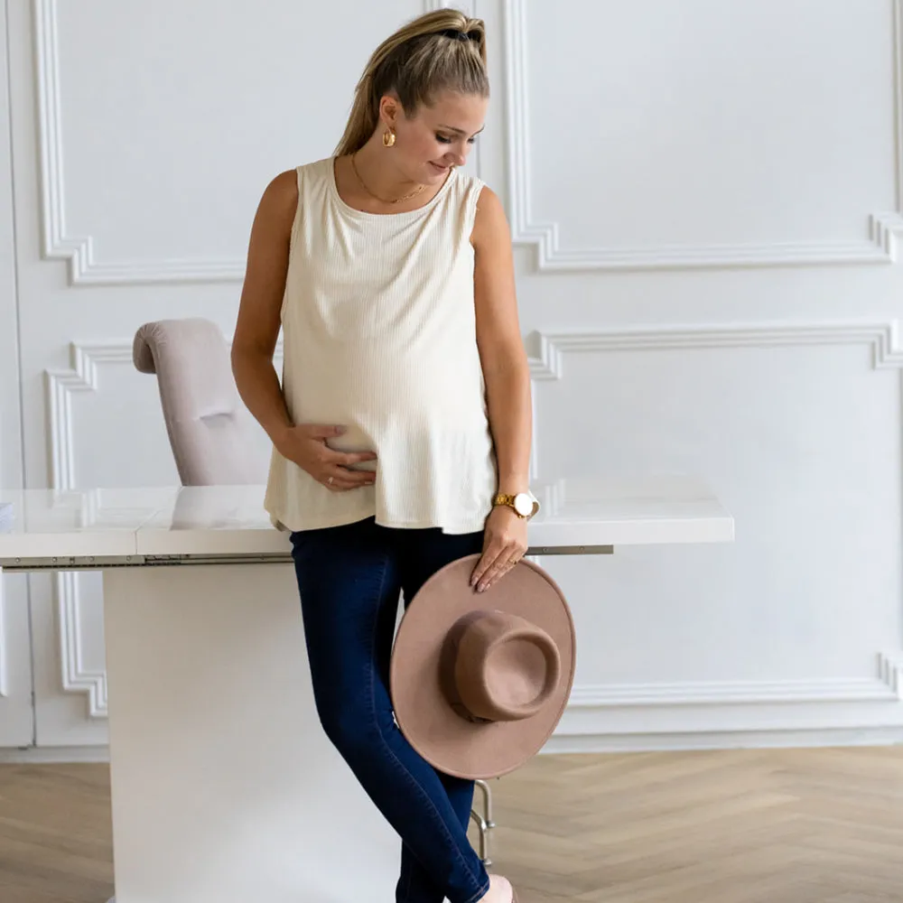 Sasha Nursing Tank Top-Oatmeal