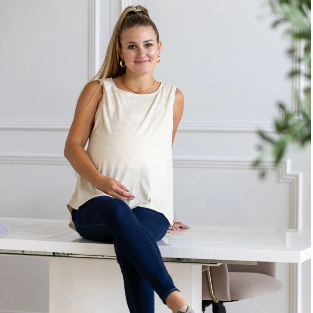 Sasha Nursing Tank Top-Oatmeal
