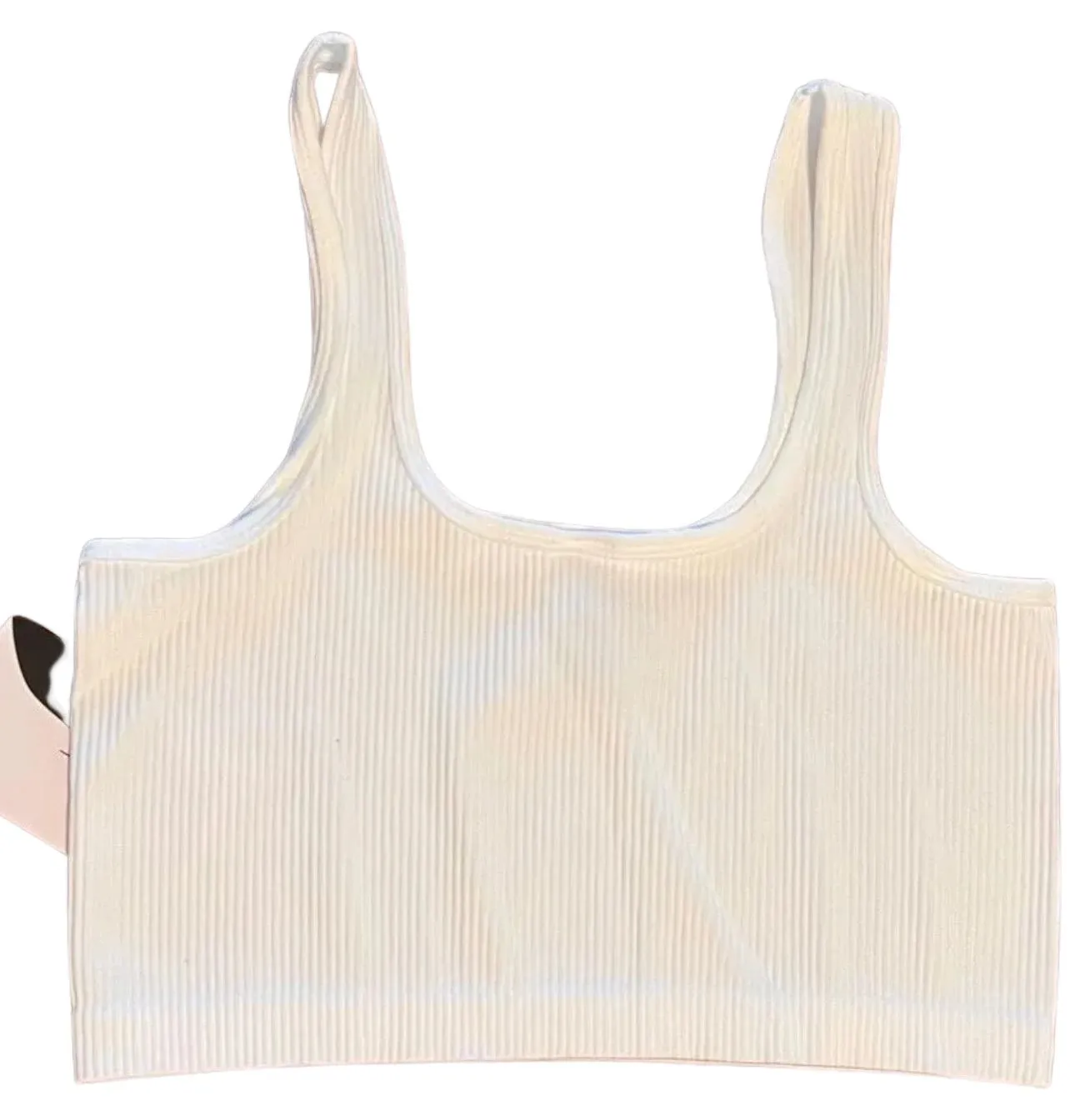 Seamless Ribbed Cropped Square Neck Tank - Cami Top