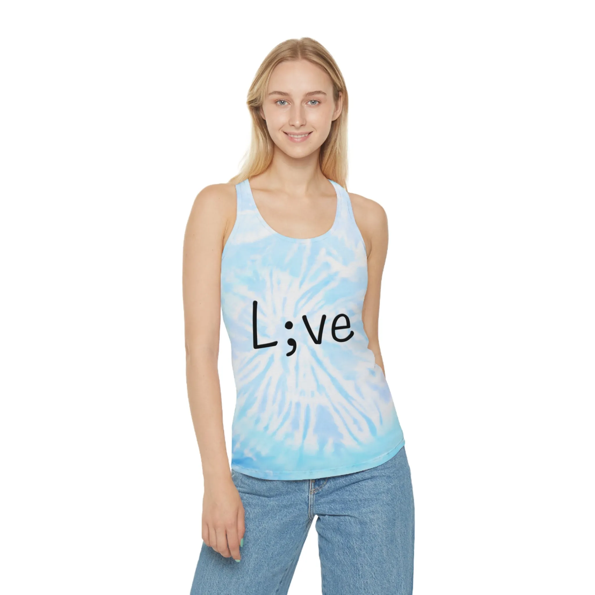 Semi-Colon L;ve Tie Dye Racerback Tank Top