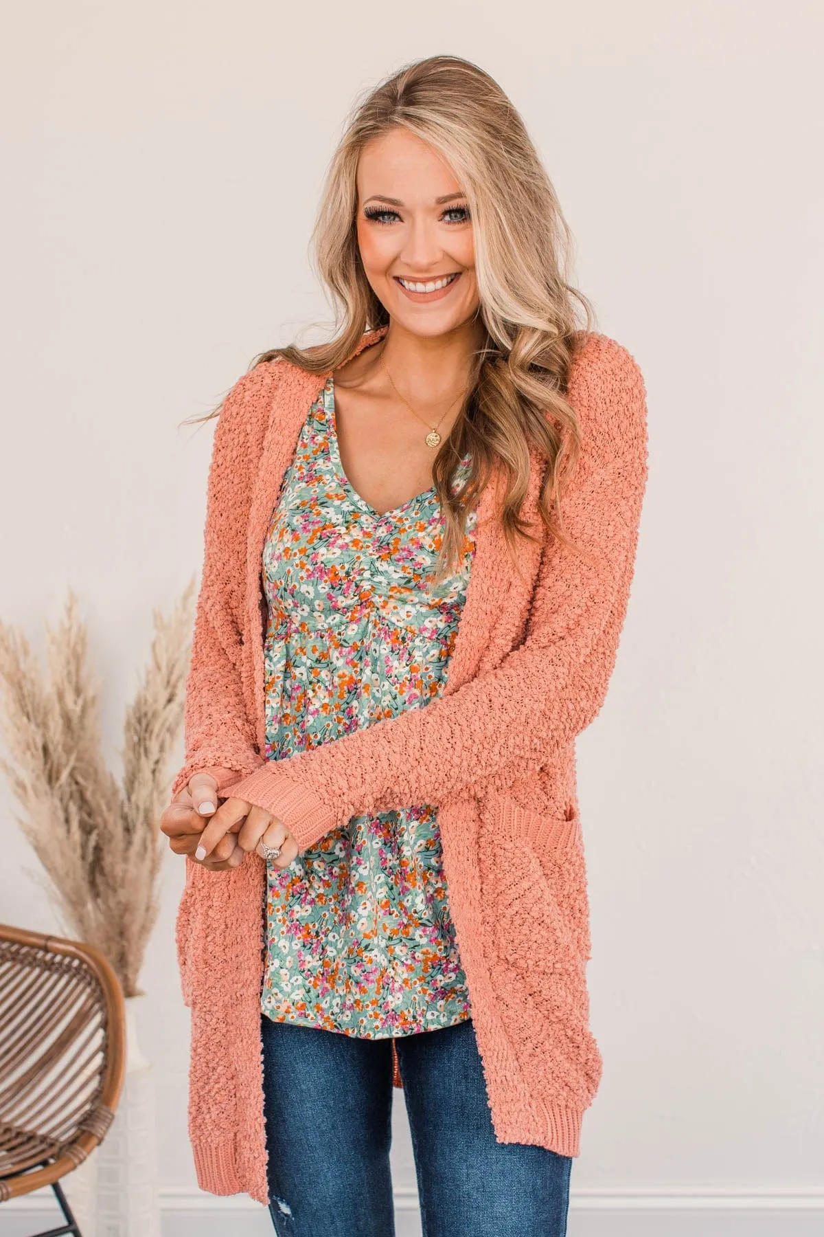 She's A Natural Floral Tank Top- Dusty Teal