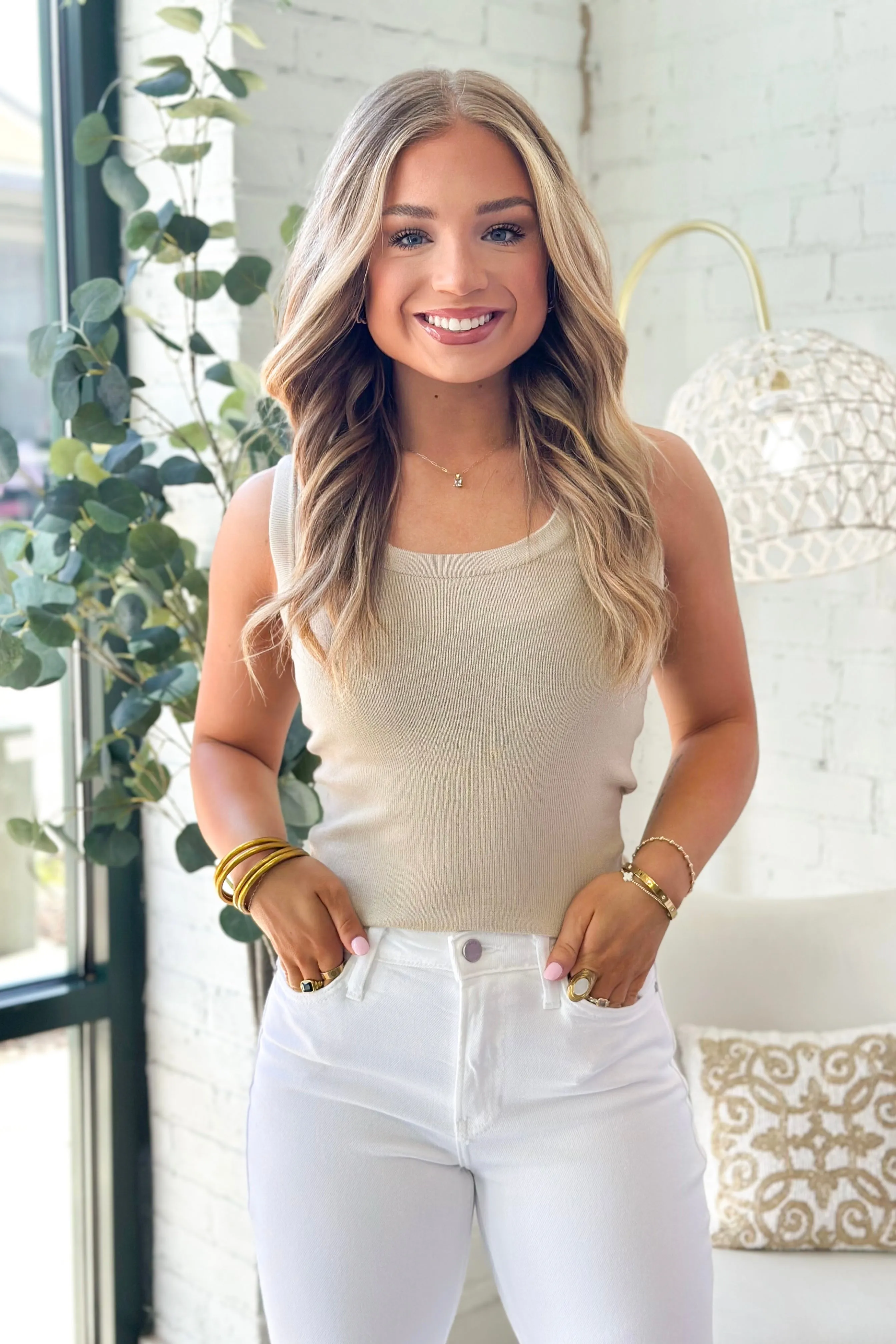 Stone Ribbed Tank Top