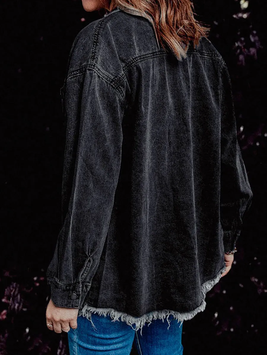 Stunncal Denim Lapel Loose Fit Shirt