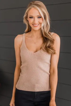 Sweet Intentions Ribbed Knit Tank Top- Light Taupe