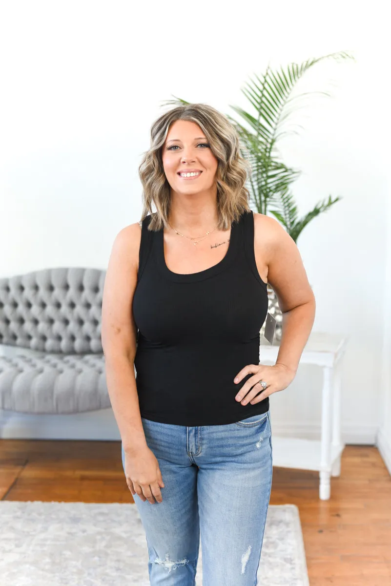 The Best Basic Ribbed Scoop Neck Tank Top