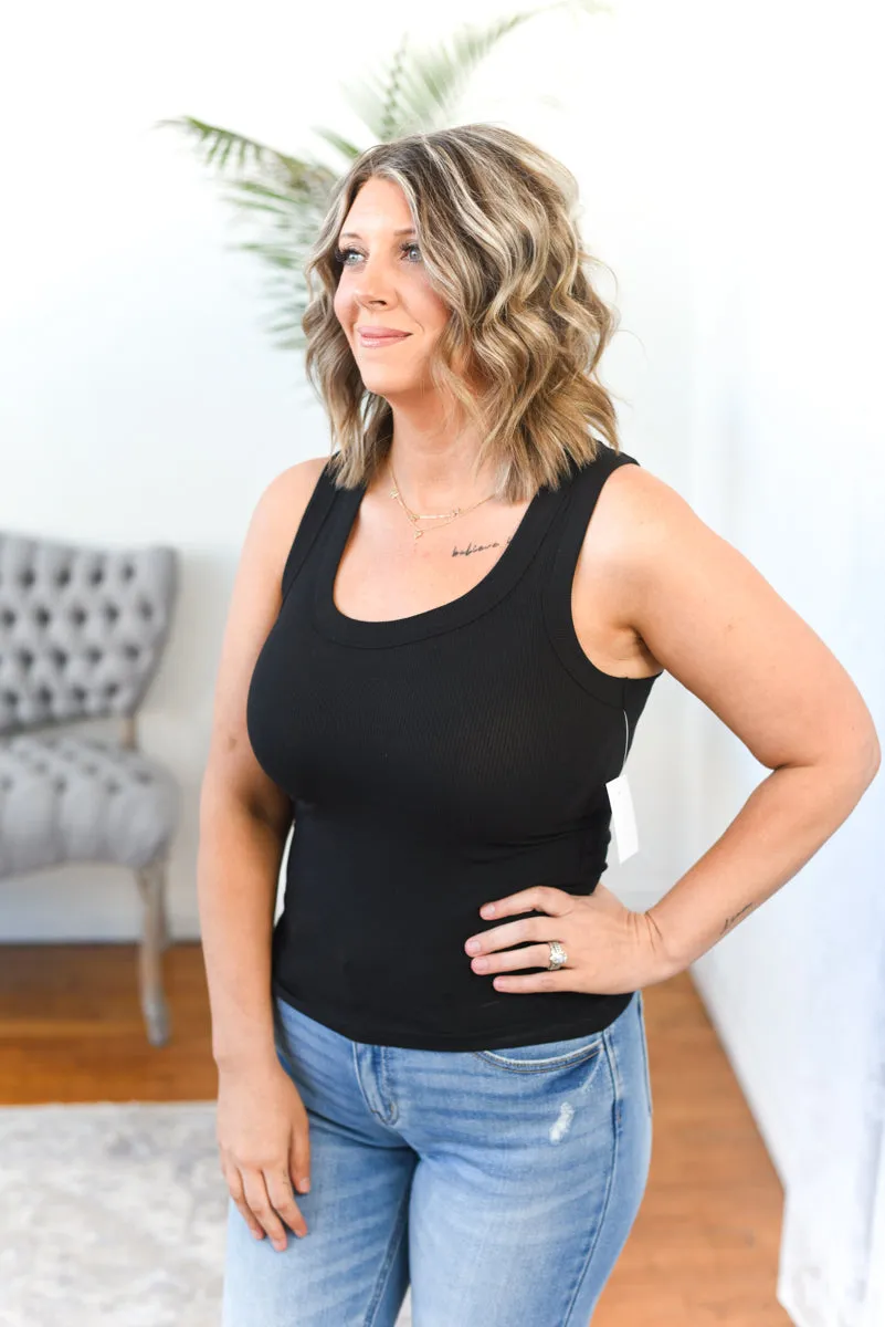 The Best Basic Ribbed Scoop Neck Tank Top
